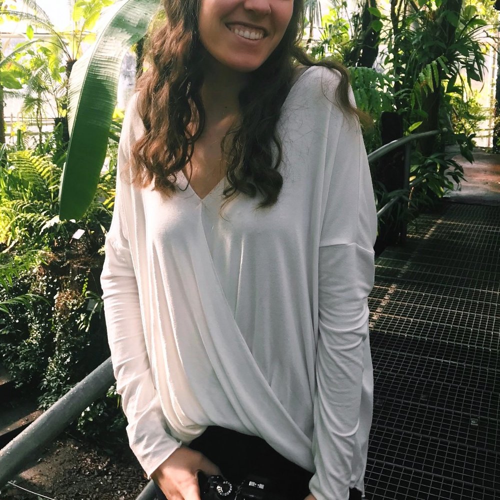 Urban Outfitters Cross Front White Long Sleeve Top